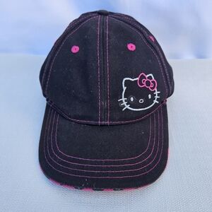 2010 Youth Sanrio Hello Kitty Baseball Cap Hat In Black And Hot Pink (Flaw Pict)